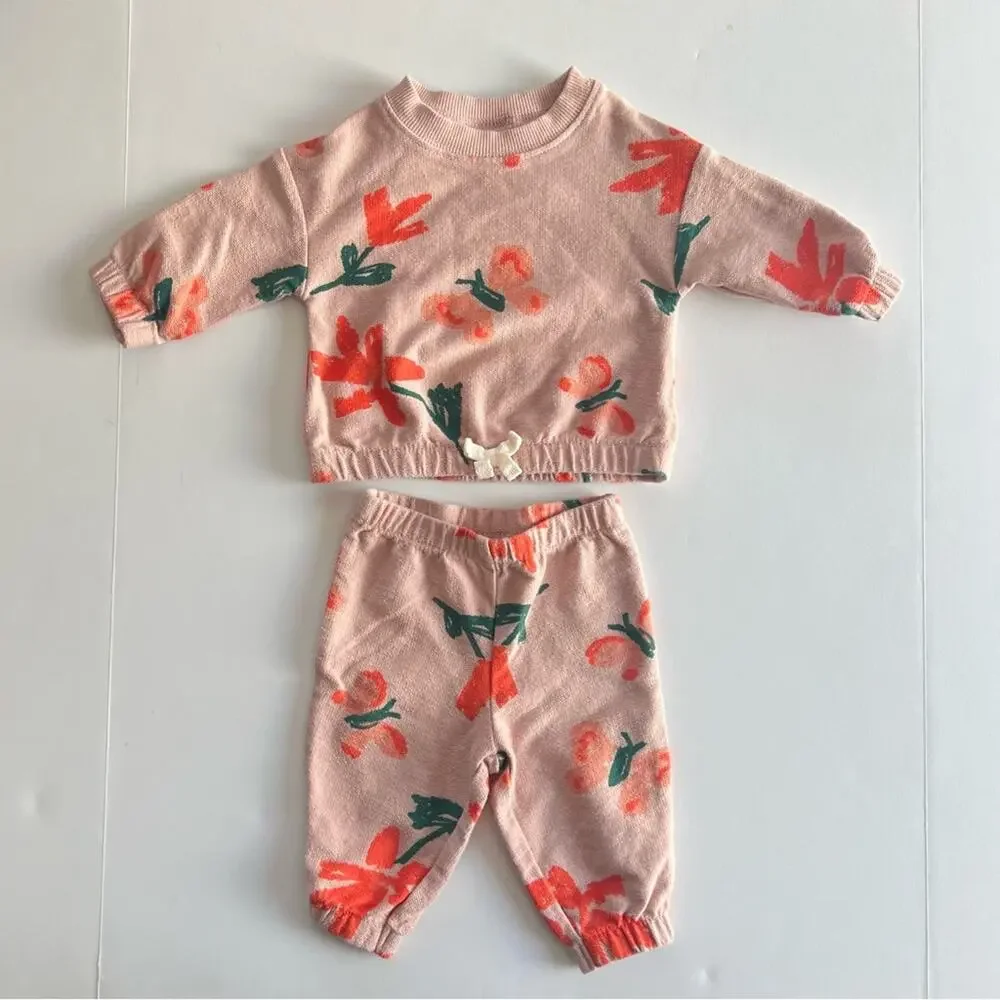 Carters Blush Orange Floral Butterfly Outfit